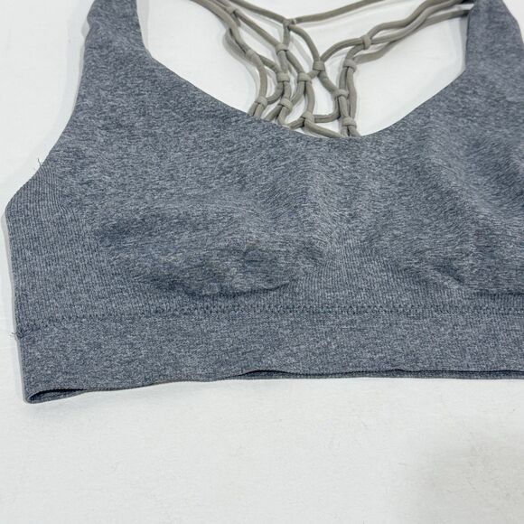 Pro-Fit Womens Seamless Knotted Sports Bra gray Wireless Strappy Racerback Small - Picture 16 of 16